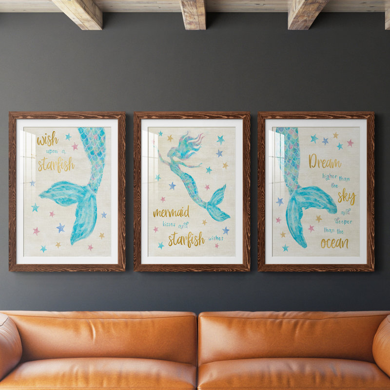 «Mermaid Dream», ensemble de 3 cadres photo, Érable, H 20 po x l 51 po x P 1,5 po