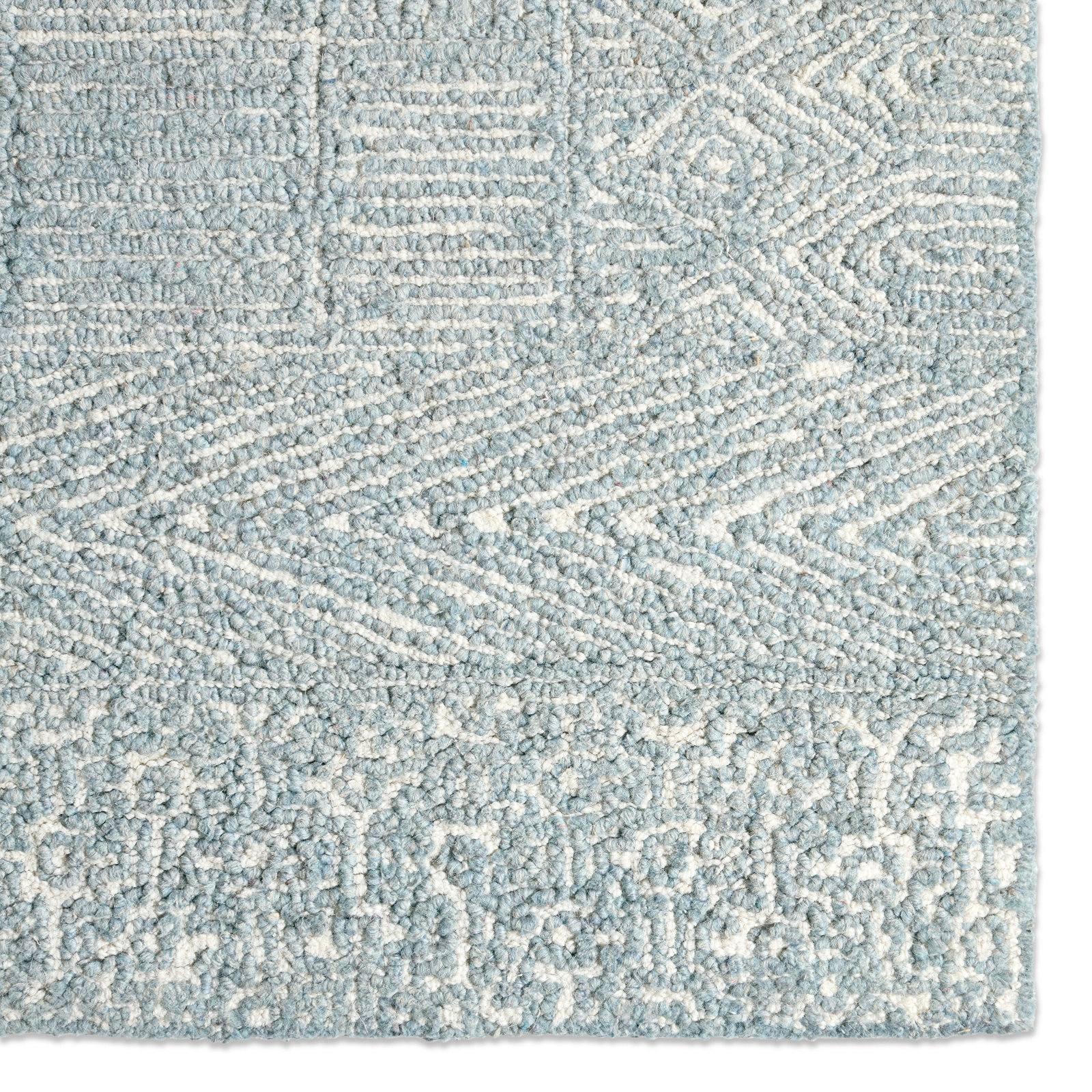Christie Handmade Blue/Cream Rug, Rectangle 8' x 10'