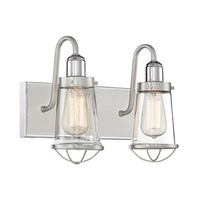 Antoney 2-Light Dimmable Vanity Light in Satin Nickel/Polished Nickel Accents