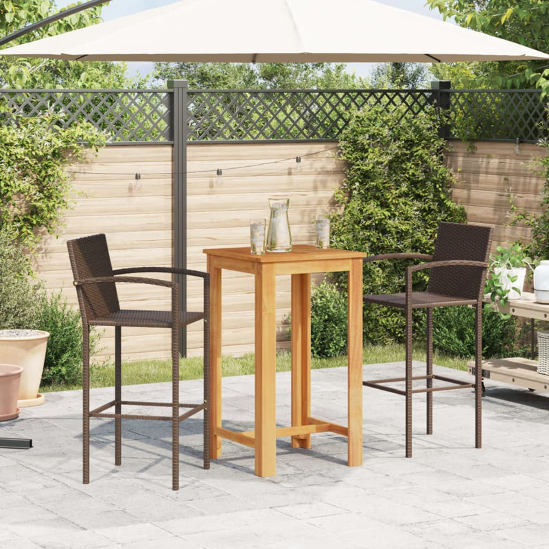 Ensemble de bar pour patio 5 pièces Wildon Home®, Brun