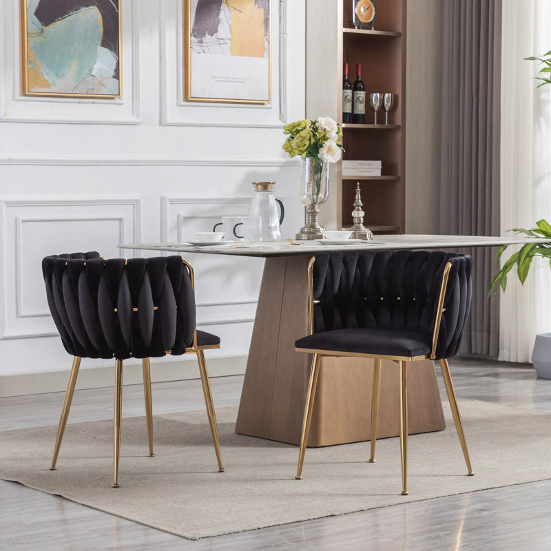Chaise de salle à manger en velours avec pieds Design