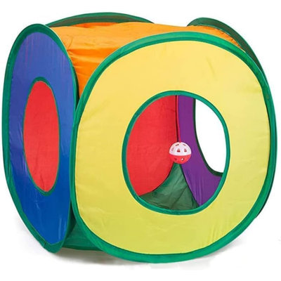 Cat Tunnel With Play Ball, Interactive Peek-A-Boo Cat Toys Tube Toy, Colorful Cube