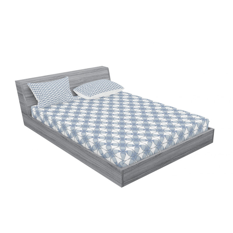 Microfiber Sheet Set, Full/Double Sheet Set with Fitted Sheet, Ocean Illustration Geometric