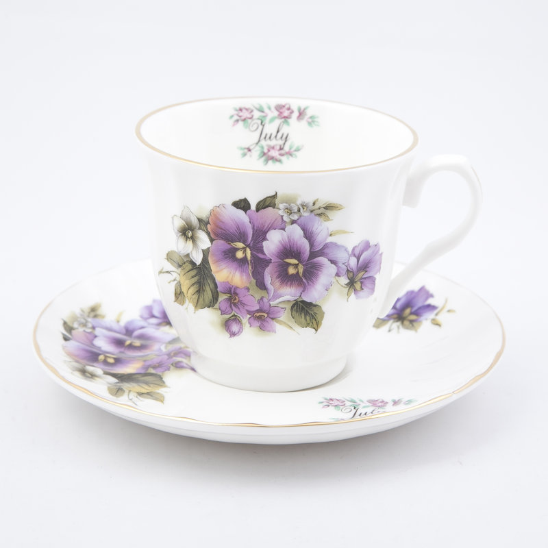 Flowers Of The Month Bone China Teacup and Saucer