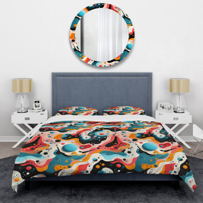 Multicolor Artistic Eclectic Storm II Box Stitch Abstract Duvet Cover