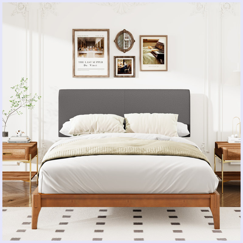 Tête de lit tapissier Bamboo Bec, Double, Gris