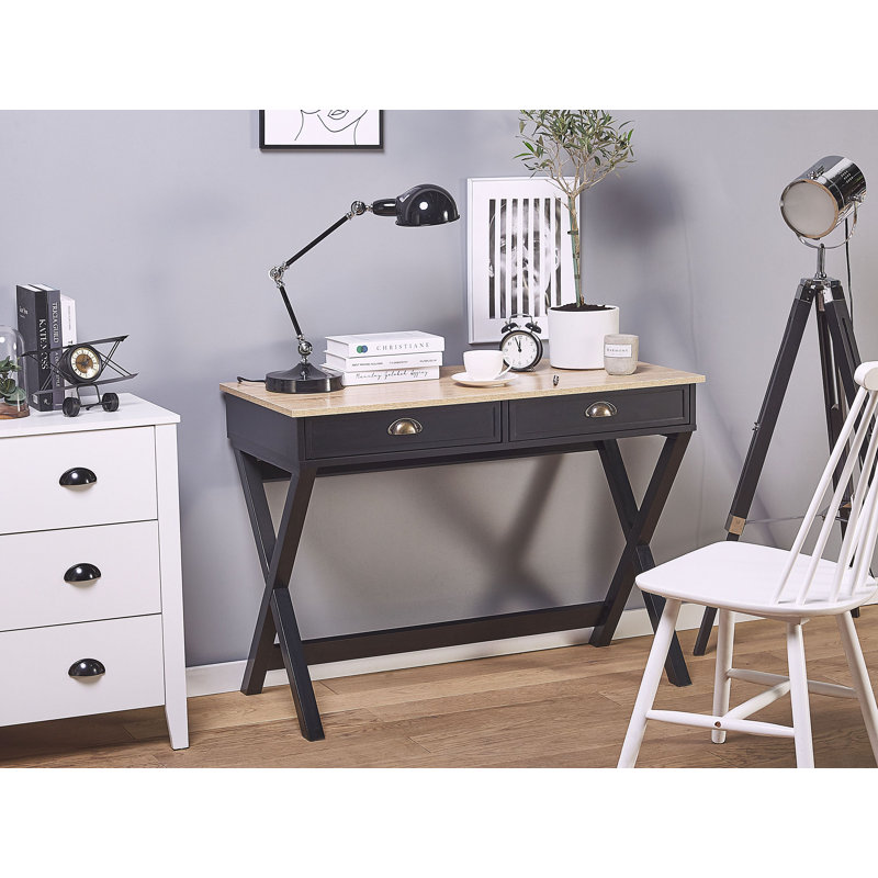 Darold Solid Wood Base Writing Desk, Black