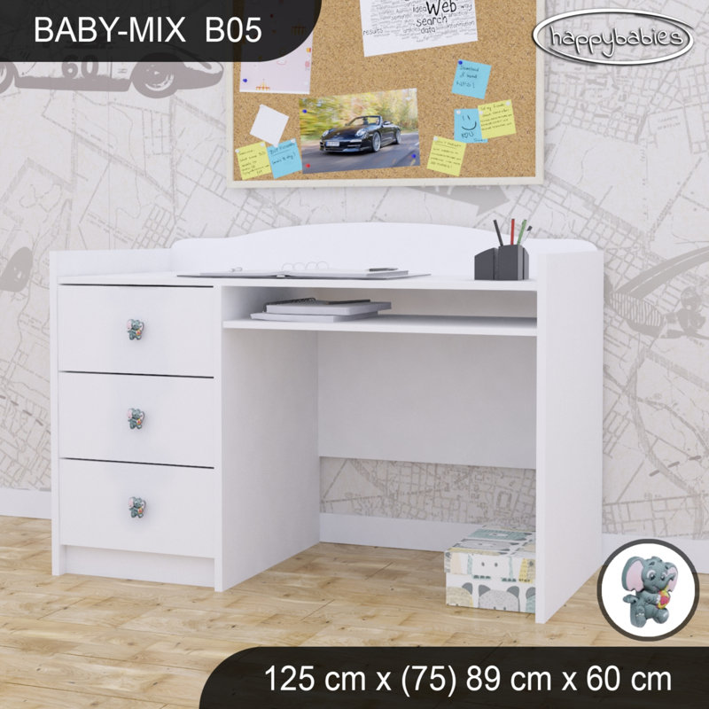 125cm Computer Desk, White