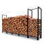 Râtelier à bûches robuste de 2,4 m avec rangement pour petit bois – Support à bois en métal pour intérieur et extérieur, capacité de 454 kg, noir