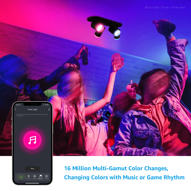 Chroma 4-Light Smart LED Track Lighting Kit, Color Changing Spotlights with Remote, Works with Alexa and Google