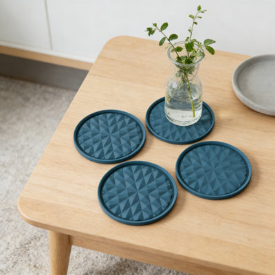 Ensemble de 4 sous-verres en silicone, antidérapants et antiadhésifs avec motif à losanges pour la protection du plateau de table, facile à nettoyer, convient aux boissons chaudes et froides