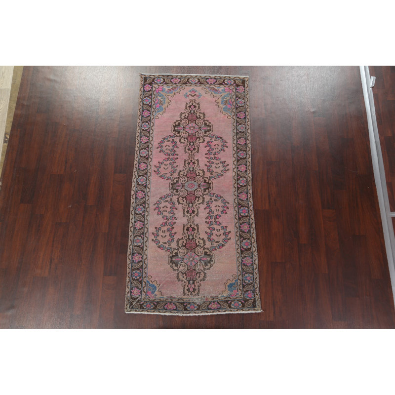 Très bon (velours uniformément bas) rose Balouch géométrique; oriental