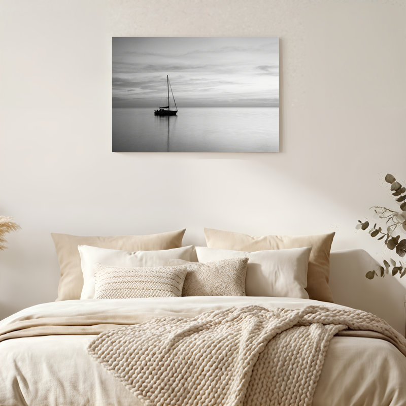 "Gallery Wrap", art mural sur toile pour le salon, la chambre à coucher, le bureau ou le vestibule - décoration murale décorative avec voilier calme
