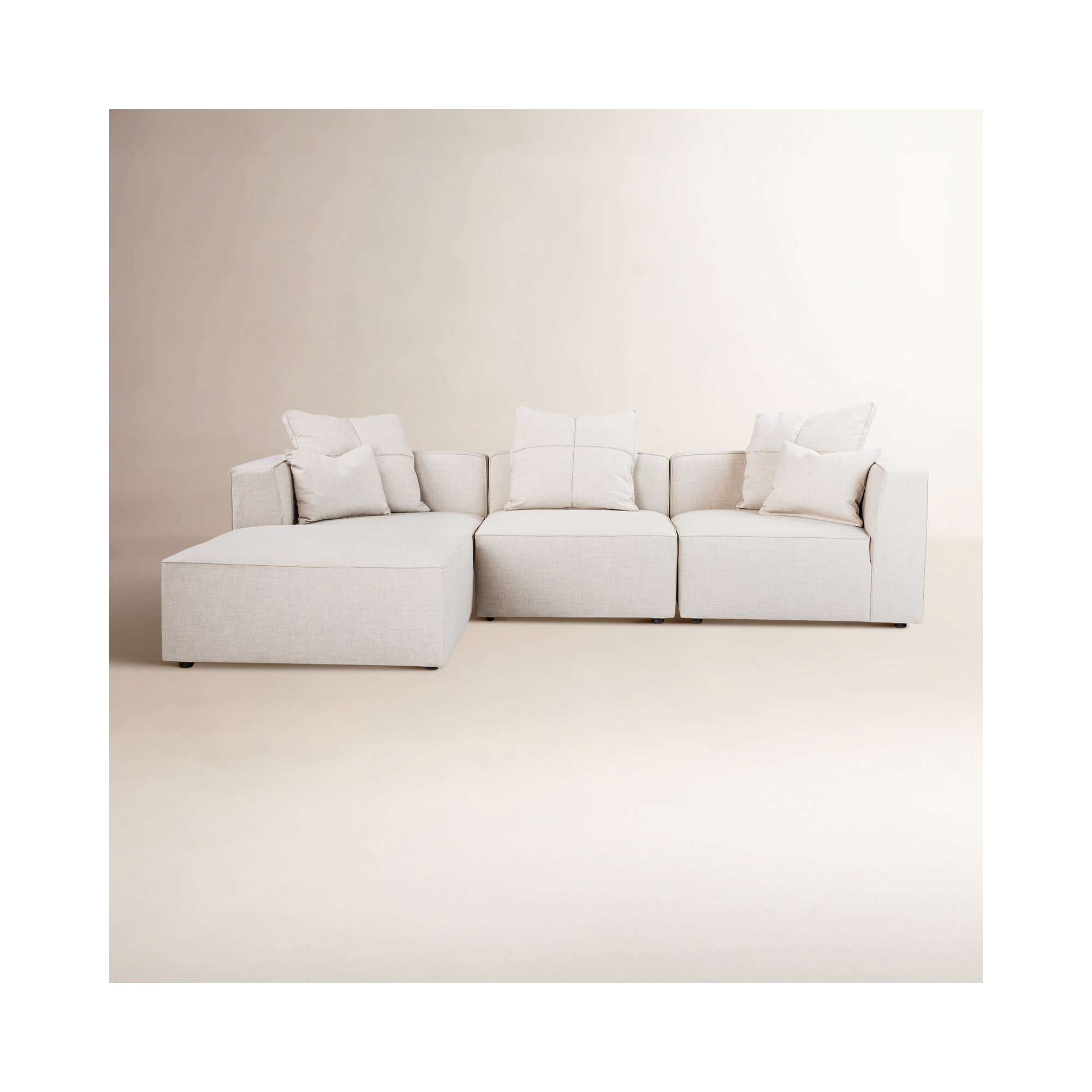 Del Modular Upholstered Reversible L-Sectional, Bella White Polyester