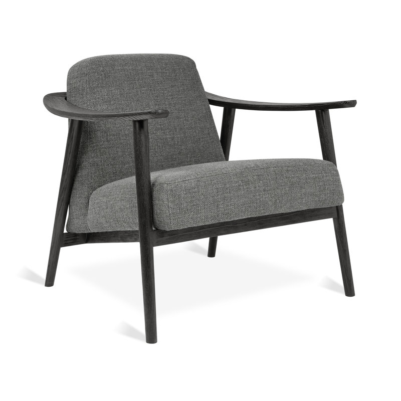 Baltic 76.2Cm Top Grain Leather Wide Armchair, Gray, Black