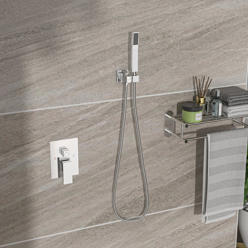 Pomme de douche carrée double 10 pouces - avec valve équilibrée et douchette pour une fonction relaxante