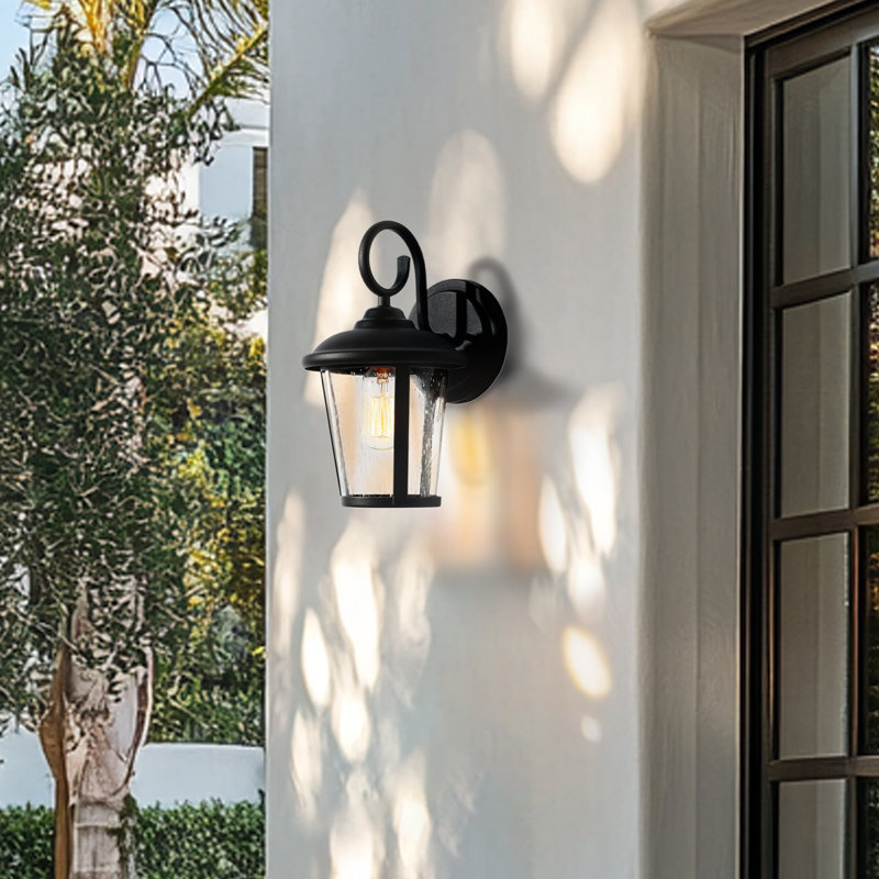 Modern 1-Light Black Outdoor Sconce Light  Cylinder Wall Sconce (Set of 2)