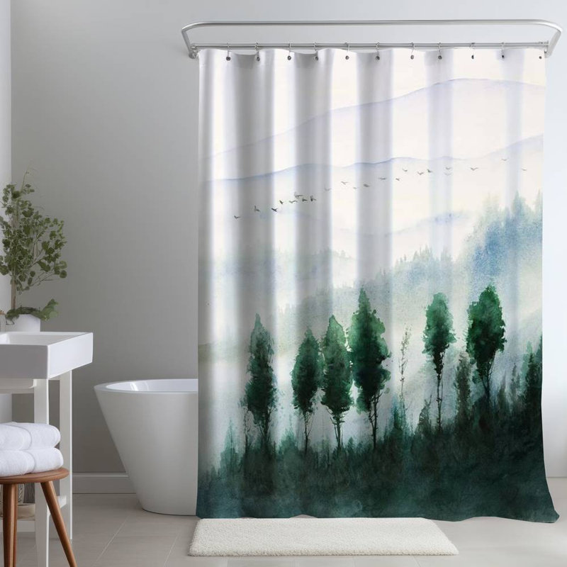 Shower Curtain LA103 – Polyester Shower Curtain, Dye Sublimation Print, 71" W × 74" L, Blue