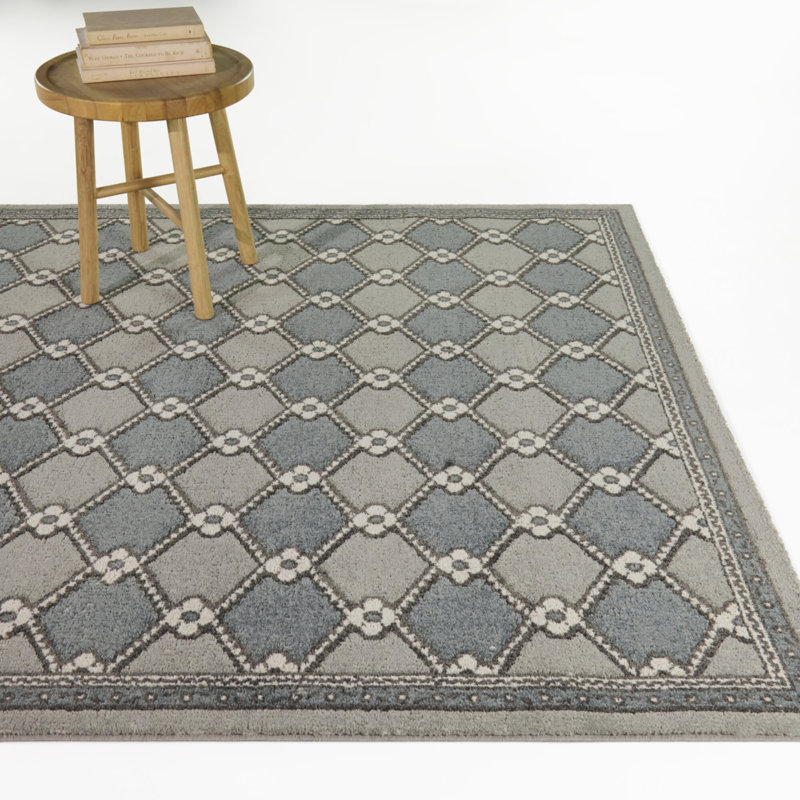 Tapis Hepworth bleu transitionnel géométrique, 7'10" x 10'