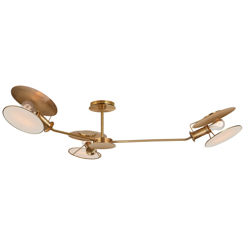 Thomas O'Brien Osiris Large Asymmetric Semi-Flush Mount, Hand-Rubbed Antique Brass