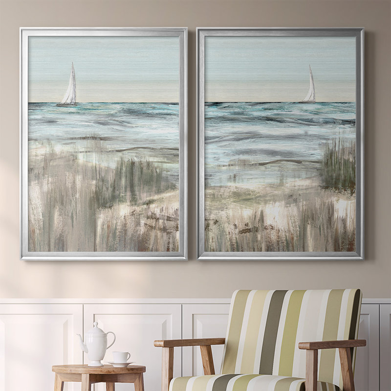 «Heading In Dusk I», ensemble de 2 reproductions d'art sur toile encadrées, Argent, H 24,5 po x l 37 po x P 1,25 po