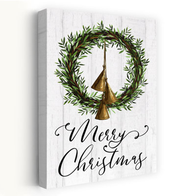 Merry Christmas Wreath and Bells, art hivernal contemporain