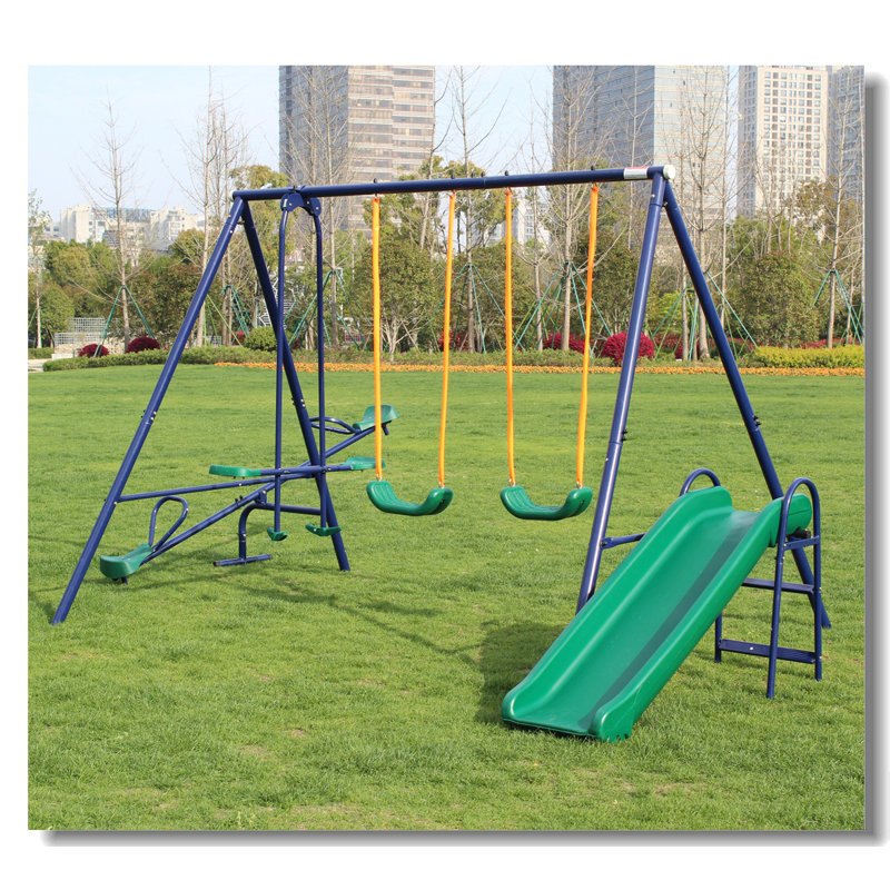 Creationstry High-Density Polyethylene (HDPE) Swing Set with Swing(s) , Slide(s)