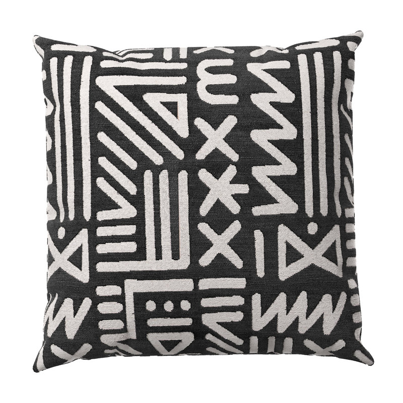 Montezuma Throw Pillow, 22"H x 22"W, Taupe/Black Geometric