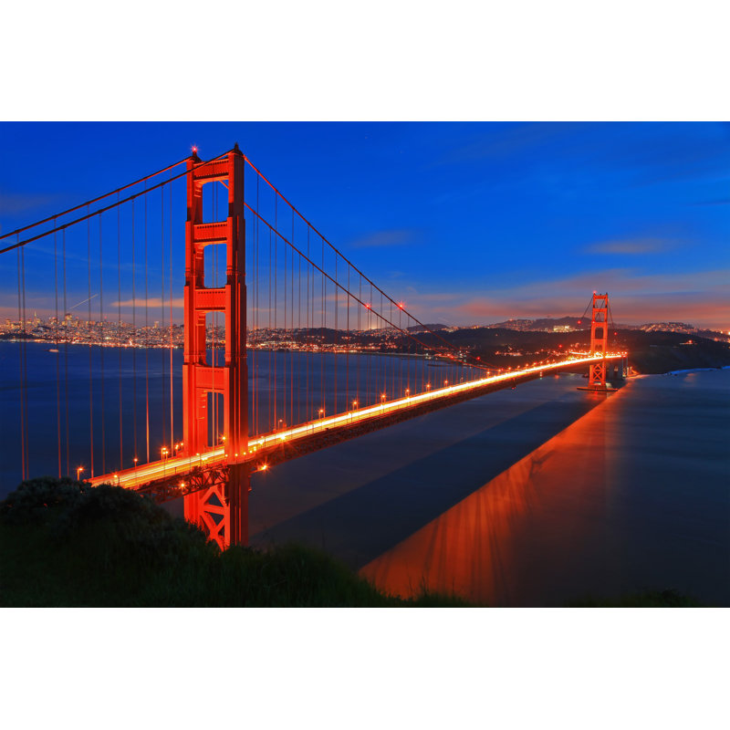 «Golden Gate Bridge at Night», art mural sur toile, H 36 po x l 48 po