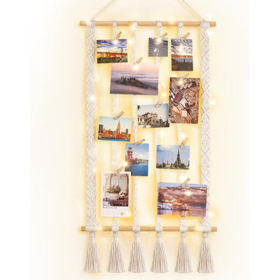Hanging Photo Display Picture Frames Collage Wall Decor For Picture String With Clips Photo Hanger With Lights Artwork For Living Room Bedroom Dorm Classroom Teen Christmas Gift