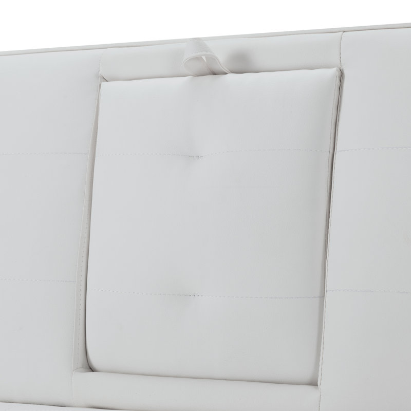 Ebern Designs 65.3” Futon Sleeper Sofa Bed,Removable Arm Pad, White