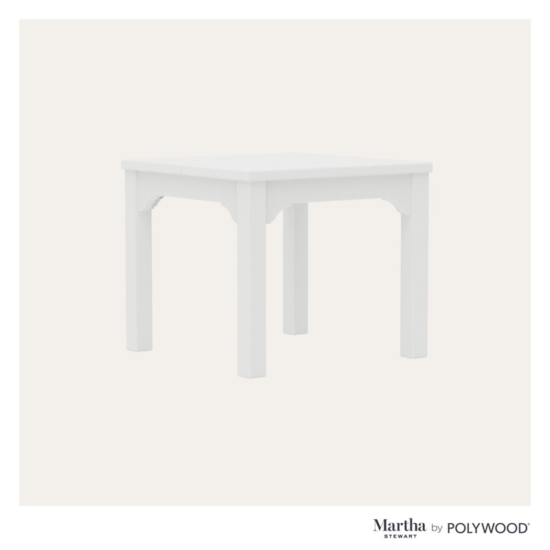 Chinoiserie Square Plastic Outdoor Side Table, White
