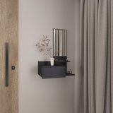 Vienna 23.6" Wide 3-Tier Shelf  Floating  Mirror Console Table, Full Extension Drawer White