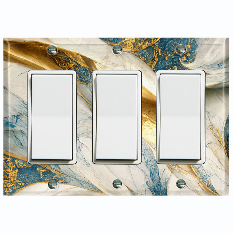 Blue Marble Swirl Image 3 - Gang Toggle Light Switch Standard Wall Plate