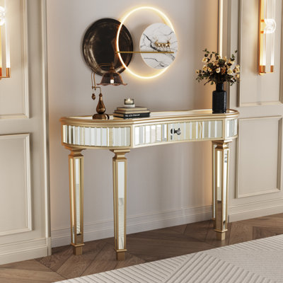 Voss 47" Mirrored Console Table With Drawer