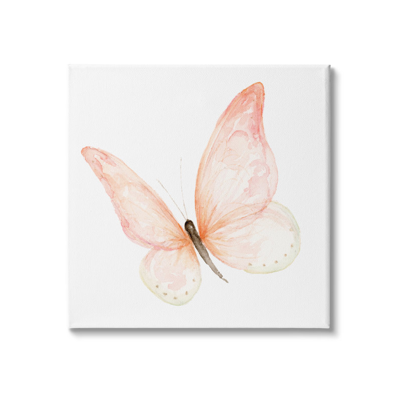 Papillon rose, chambre d'enfant, insecte par Fox Hollow Studios - Peinture, Giclée encadrée blanc bord de mer