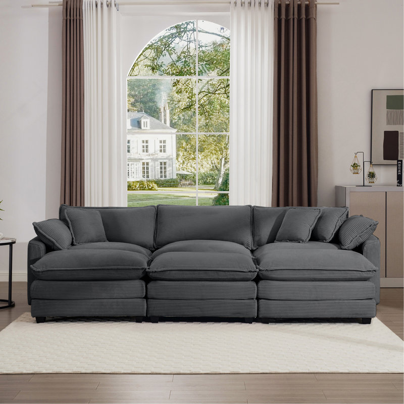Canapé surdimensionné à coussin modulaire, Gris foncé
