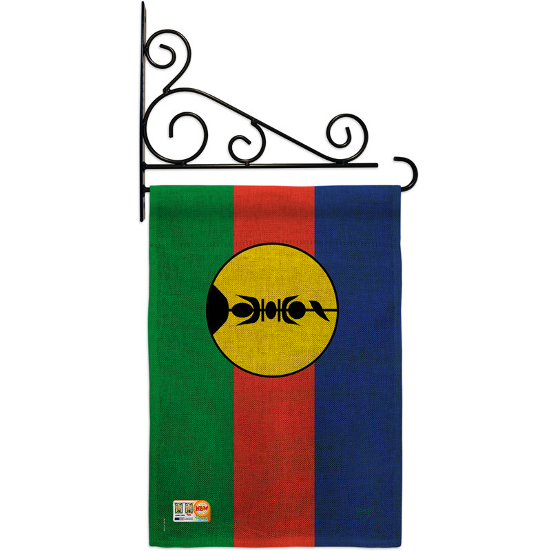 En toile jute 2 côtés de la nouvelle-calédonie, 19 po x l 13 po drapeau de jardin