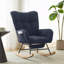 Ensemble fauteuil à bascule et repose-pieds en tissu Teddy, design ergonomique pour un confort et un soutien optimaux, idéal pour la chambre d'enfant et le salon, bleu foncé