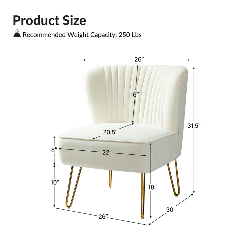 Leona Velvet Side Chair, Ivory Velvet