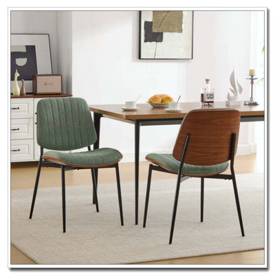 Dining Chair Linen Chair With Bentwood Back Upholstered Seat Metal Legs Adjustable