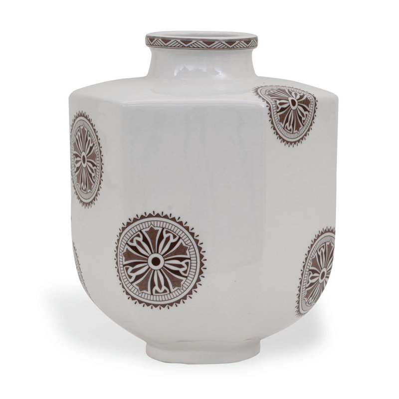 Temba Table Vase, White/Brown