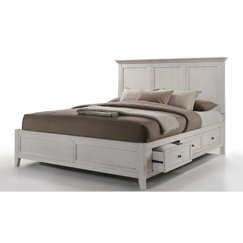 Jacon Storage Platform Bed, Queen, Rustic White