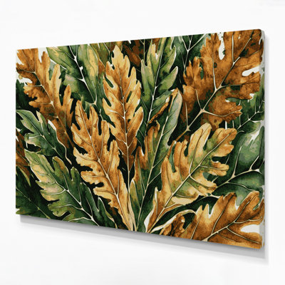 Botanical Walnut Leaves Green Canvas Wall Art