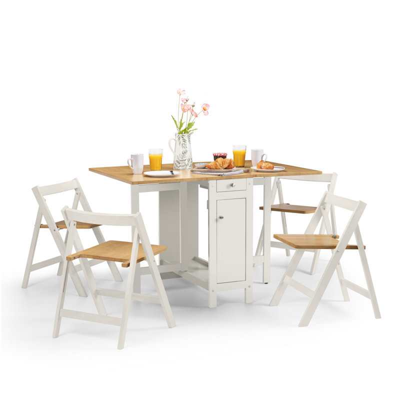 Alfreda 4 - Person Drop Leaf Dining Set, White
