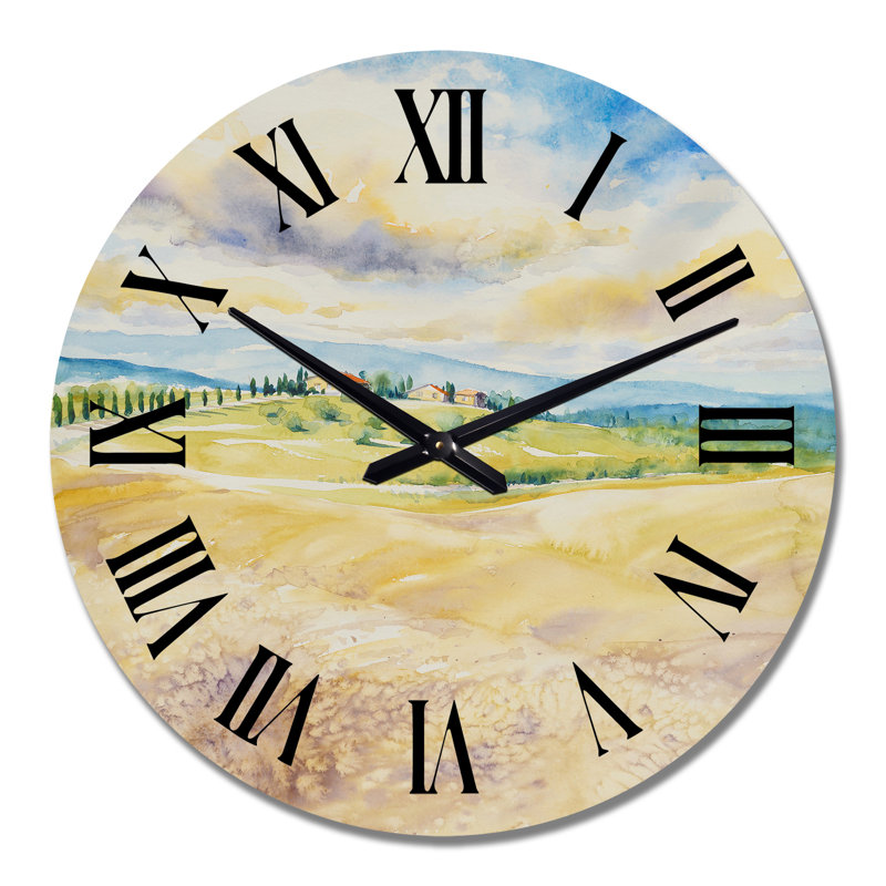 Horloge murale rustique, paysage italien rustique, Moyen