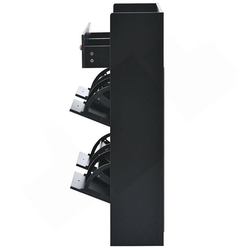 Armoire à chaussures moderne avec 4 tiroirs rabattables, rangement multifonctionnel à 2 niveaux pour chaussures, conception compacte et durable pour les vestibules