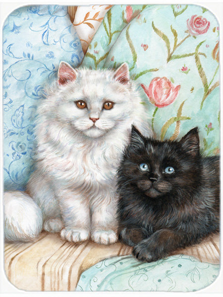 Planche à découper en verre pour chat noir et blanc de trésors caroline