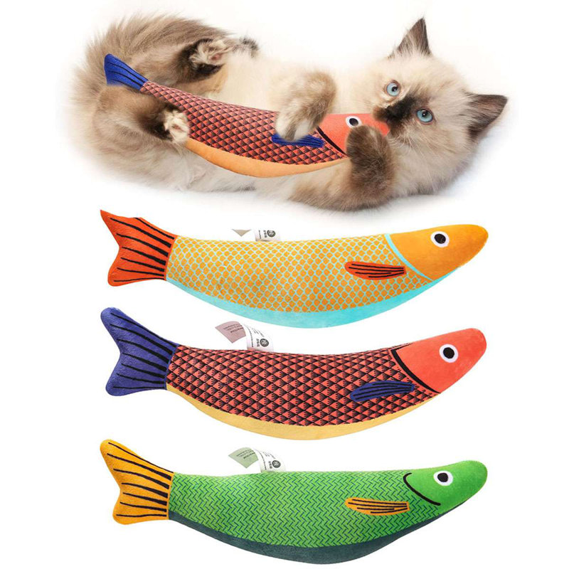 Paquet de 3 jouets pour chats avec jouets en forme d'herbe à chat Saury
