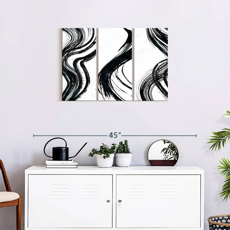 Impression sur toile Wispy Black Brush Strokes, H 33 po x l 20 po x P 1,25 po